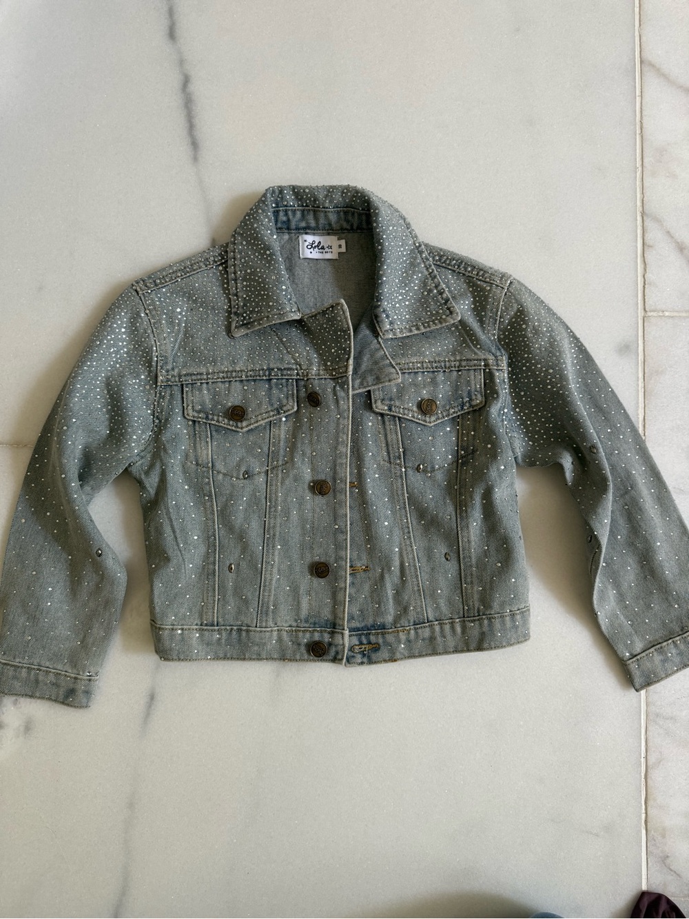 lola Light Blue Denim Jacket with Silver Sparkle